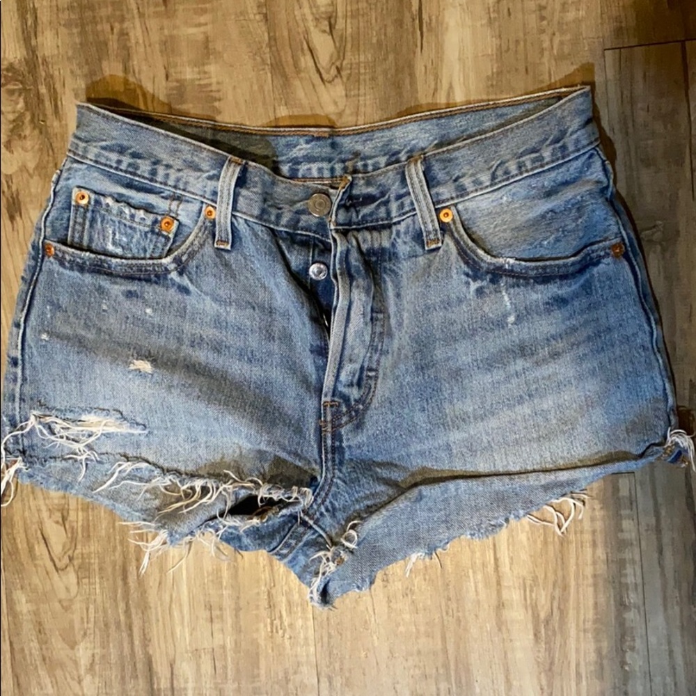 Levi’s denim frayed shorts